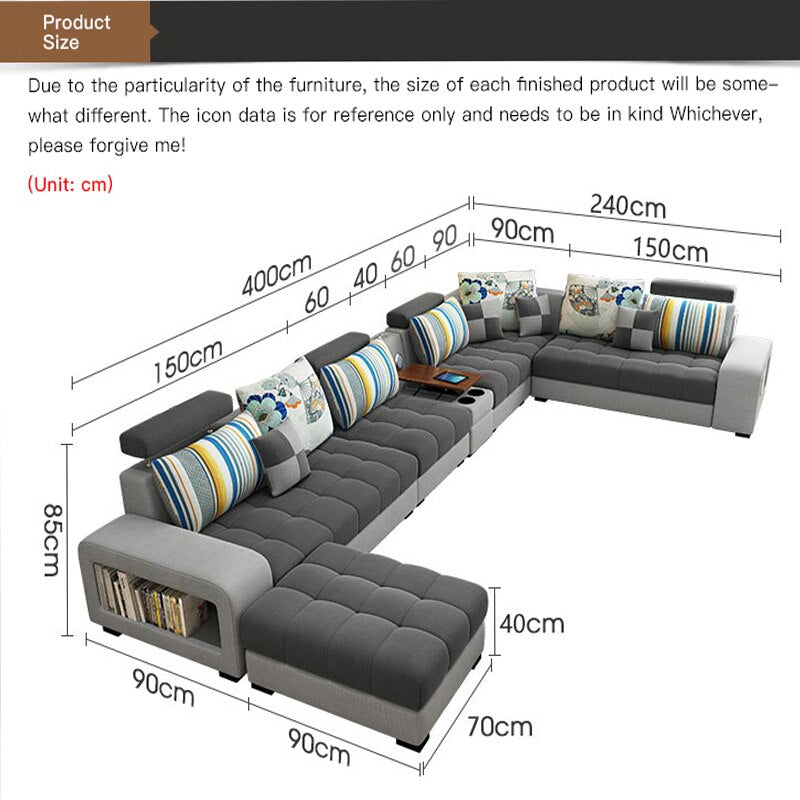 Nordic Modern Minimalist Long Chair Sofas Sectional Upholstered Fabric Sofa With Chaise Lounge 3 Seat Couch For Large Apartment