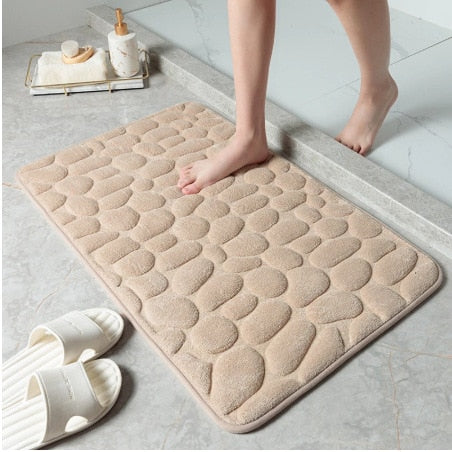 Home Bathroom Mat Non-slip Pebble Carpets Absorbent Lavatory Bedroom Floor Toilet Memory Foam Washable Rug Bathroom Decor Mat