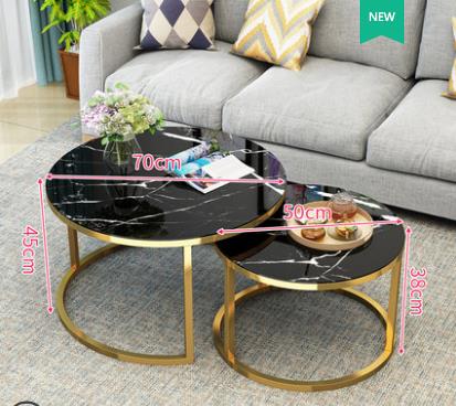 Tempered Glass Round Coffee Table for Living Room 2 in 1 Combination Cafe Table Easy Assembly Center Table