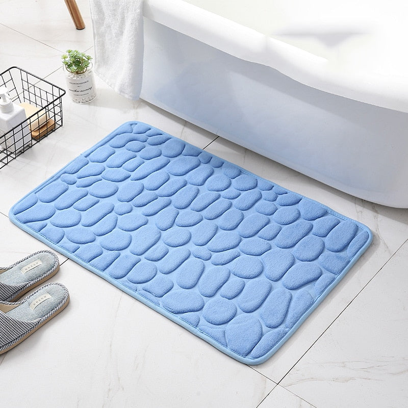 Home Bathroom Mat Non-slip Pebble Carpets Absorbent Lavatory Bedroom Floor Toilet Memory Foam Washable Rug Bathroom Decor Mat