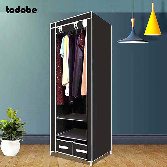 Small Wardrobe Closet Modern Bedroom Furniture Single Dormitory Dustproof Clothing Storage Folding Clothing Closet with Drawer