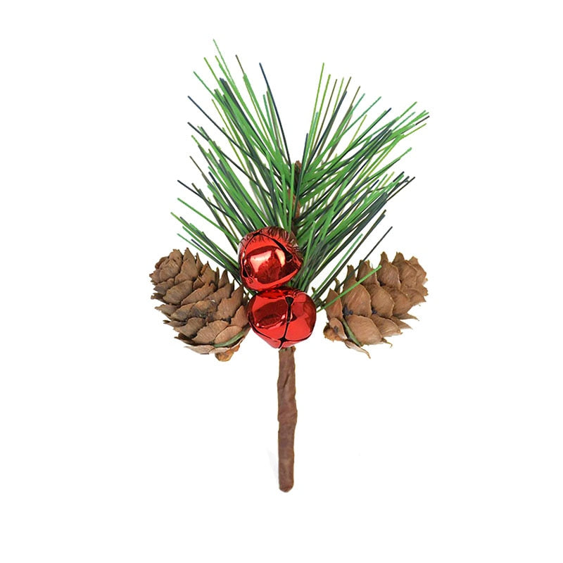 5pcs Christmas Pine Cones Ornaments DIY Red Stamen Berrie Branch Xmas Tree Pendant Wedding Christmas Decorations for Home Party