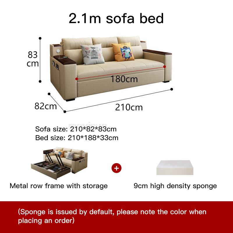 Sofa Bed Living Room 2021 New Fabric Foldable Dual-use Double Office Multifunctional Net Red Small Apartment Sofa Bed