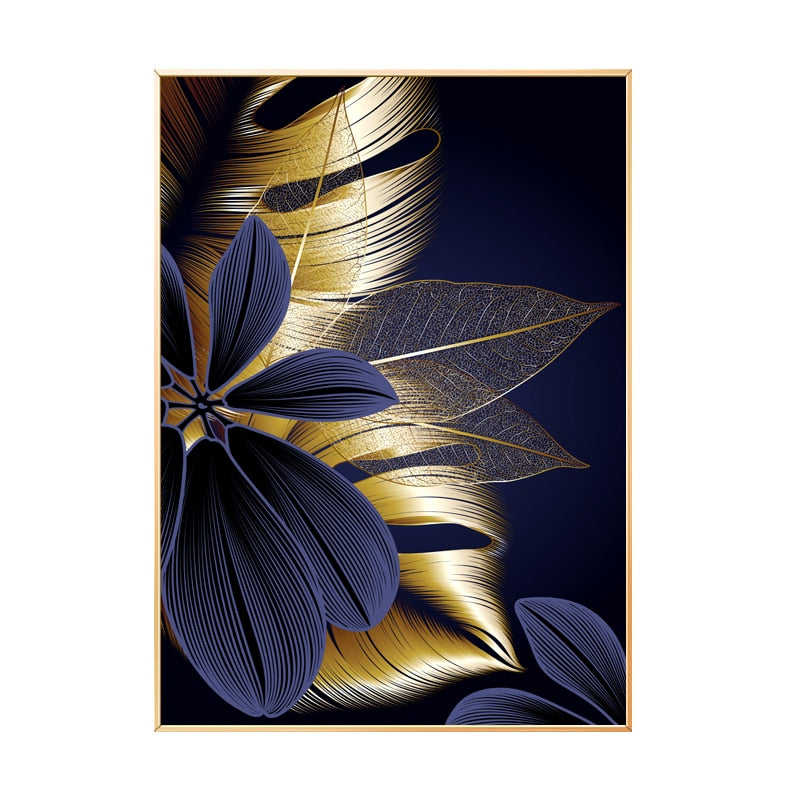 Nordic Black Golden Plant Leaf Canvas Posters Print Modern Abstract Wall Art Painting Decoration Picture Living Room Home Decor