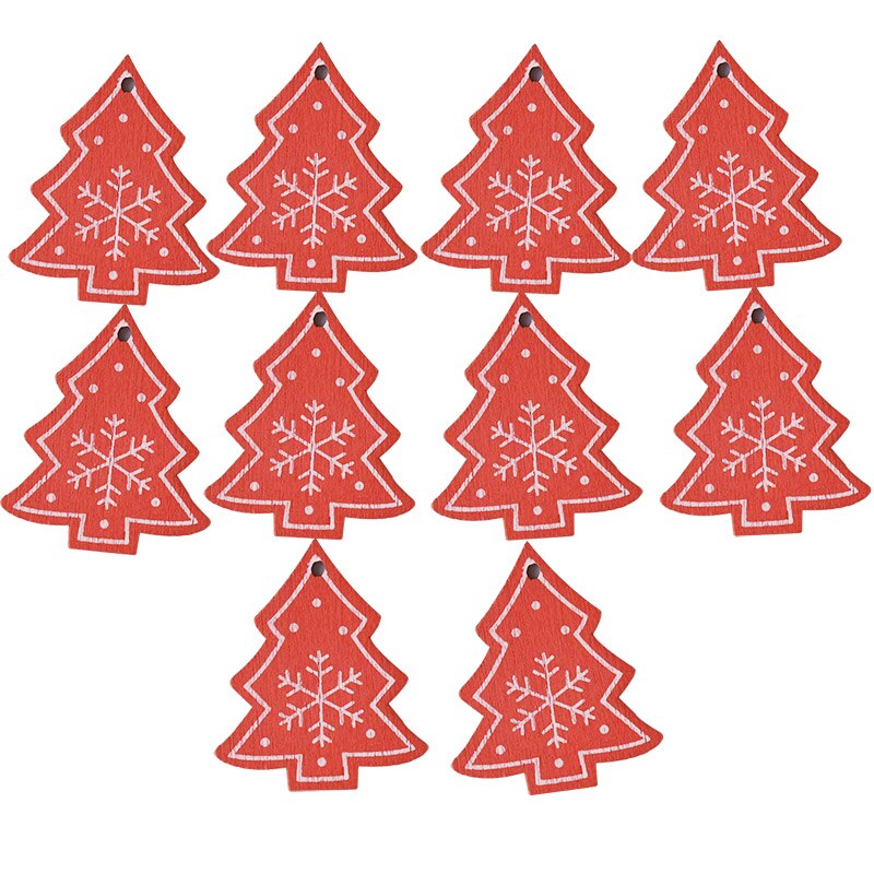 30pcs/lot Christmas Ornament Rustic Star Red Heart Christmas Tree Wooden Hanging Ornament For DIY Wedding Birthday Party Decor