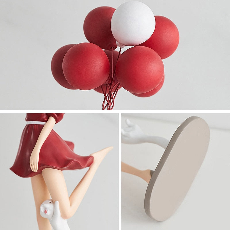 Nordic Home Decoration Creative Resin Balloon Girl Sculpture Desktop Ornament Modern Art Figurine Living Room Girl Bedroom Decor