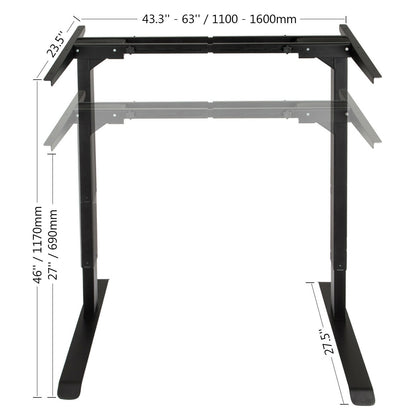 Height Adjustable Electric Lifting Table Stand Up Desk Frame w/ Dual Motor Automatic Standing Table Desk