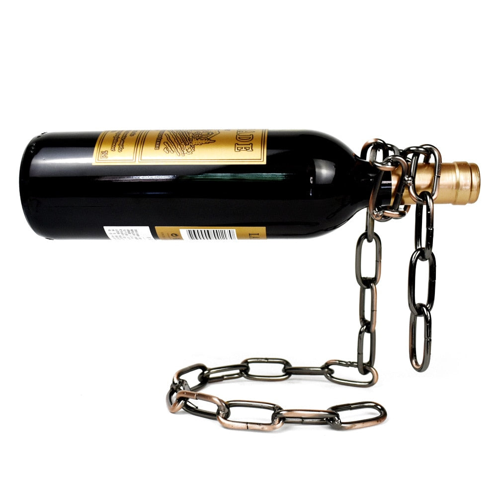 Magic Suspension Iron Chain Wine Rack Metal Chain Hanging Wine Bottle Holder Bar Cabinet Display Stand Shelf Bracket Home Decor