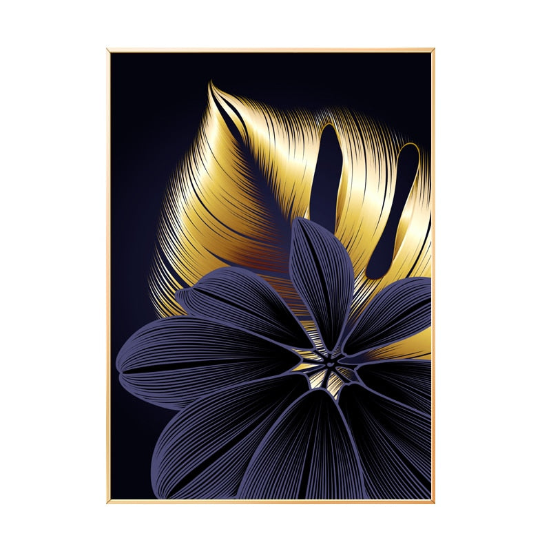 Nordic Black Golden Plant Leaf Canvas Posters Print Modern Abstract Wall Art Painting Decoration Picture Living Room Home Decor