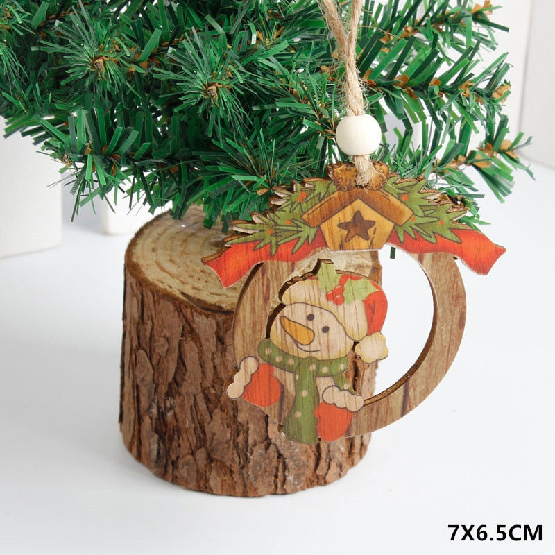 New Year 2023 Natural Xmas Wood Craft Christmas Tree Ornament Wooden Pendant Decoration Noel Decora Adornos De Navidad 2022 Gift