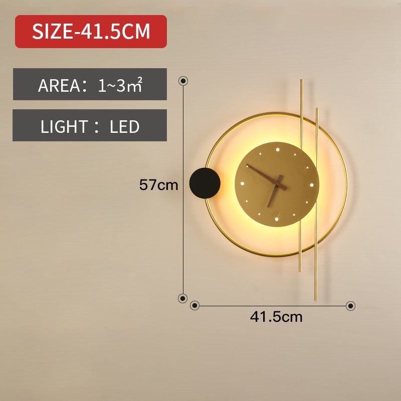 Hot sale Nordic LED Wall Lamps Art Clock Design Wall Sconce Creative Aisle Bedroom Living Room Background Wall Decor Wall Light