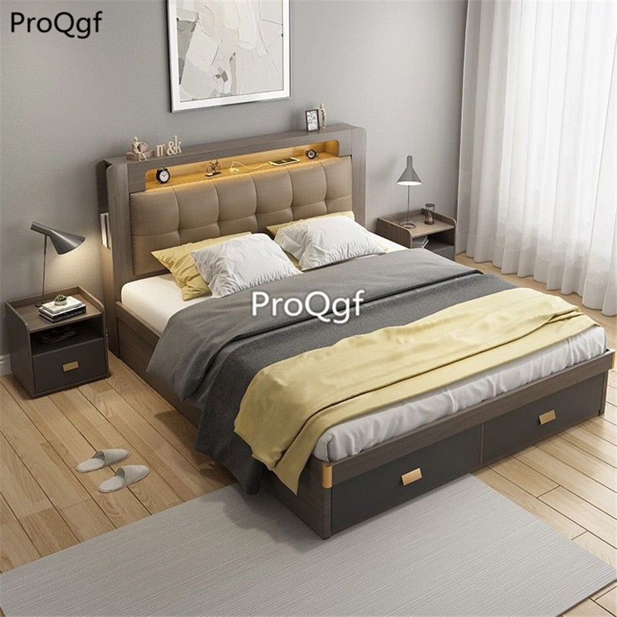 Prodgf 1 Set European Style Pretty Design Storage Function Bedroom Bed No Mattress