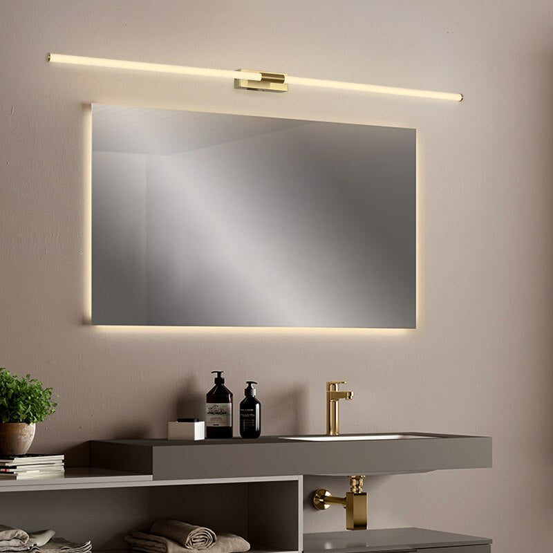 LODOOO Gold Modern Led Bathroom Mirror Light Gold Bedroom dressing table mirror lamp Entrance hallway Mirror lighting