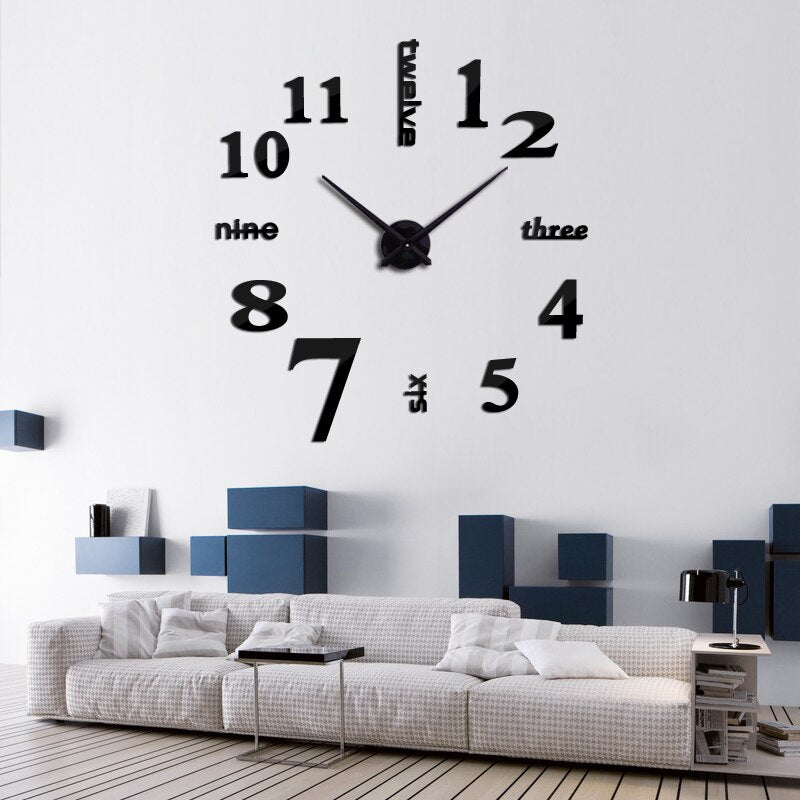 New sale wall clock clocks reloj de pared watch 3d diy Acrylic mirror Stickers Quartz Modern  Home Decoration free shipping