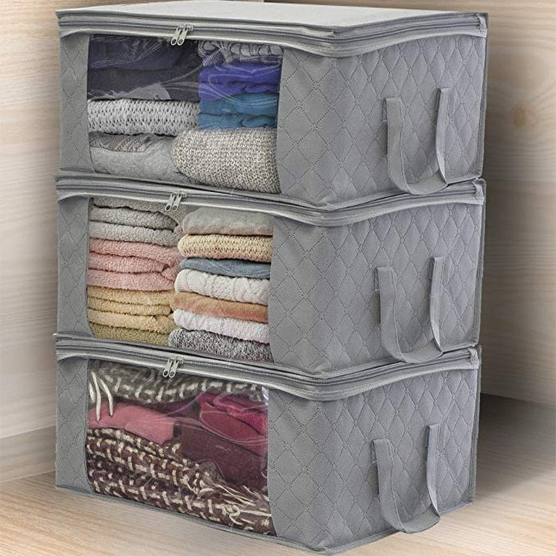 3Pcs Blanket Quilt clothes Closet Box Bags Home Foldable Moisture-proof Storage case Washable zipper household cabinet organizer