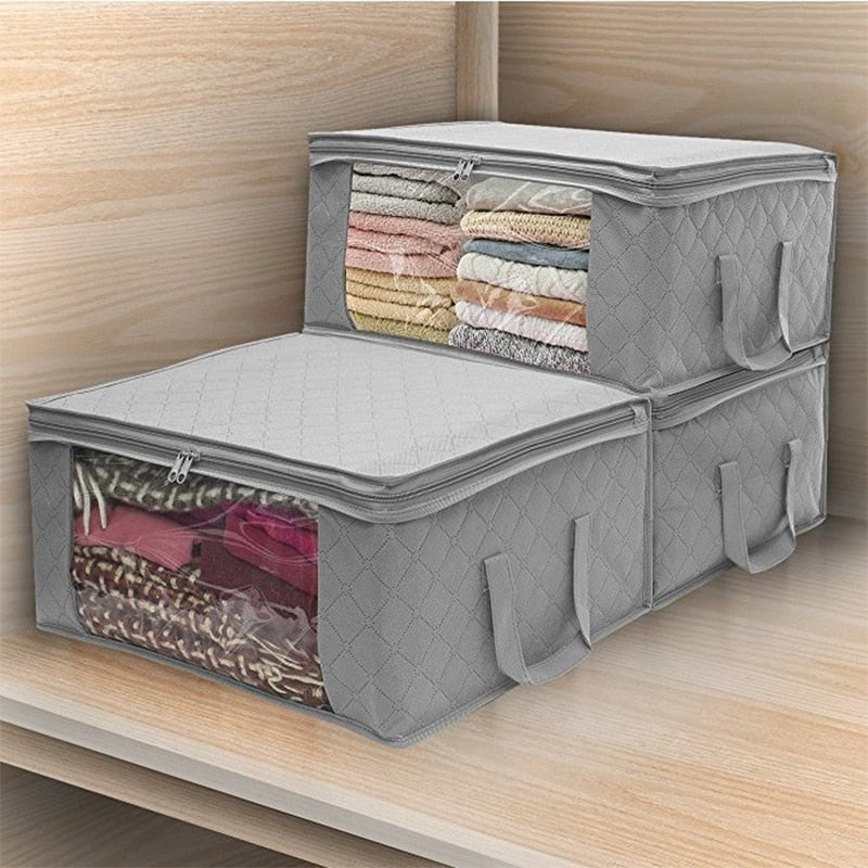 3Pcs Blanket Quilt clothes Closet Box Bags Home Foldable Moisture-proof Storage case Washable zipper household cabinet organizer