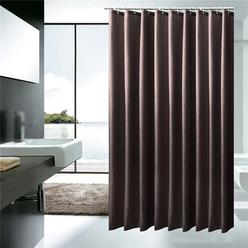 Shower Curtains Brown Polyester Fabric Bath Curtain Bathroom Solid Color Waterproof Shower Curtain With Hooks Home Decoration