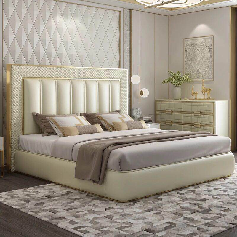 new design modern luxury adult leather bed 150 or 180 cm with storage