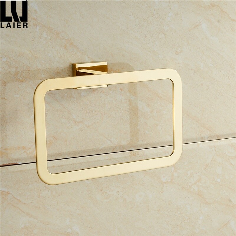 gold Towel Ring chrome Bathroom accessories Decoration Elegant square style