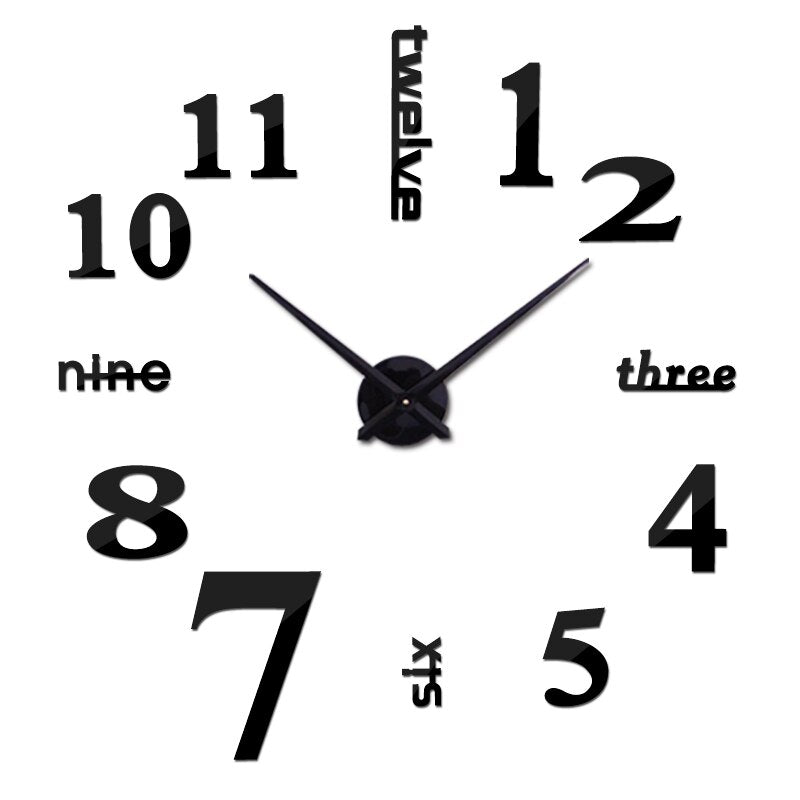 New sale wall clock clocks reloj de pared watch 3d diy Acrylic mirror Stickers Quartz Modern  Home Decoration free shipping