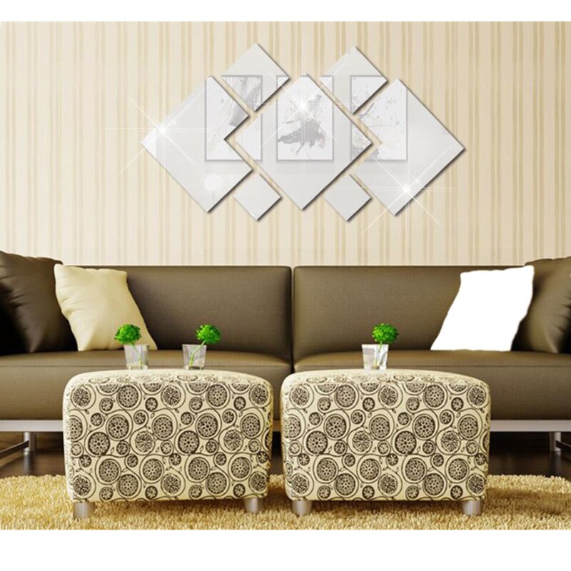 3D Mirror Wall Sticker for Living Room Art Home Decor Vinyl Decal Acrylic Sticker Mural Wall Decoration