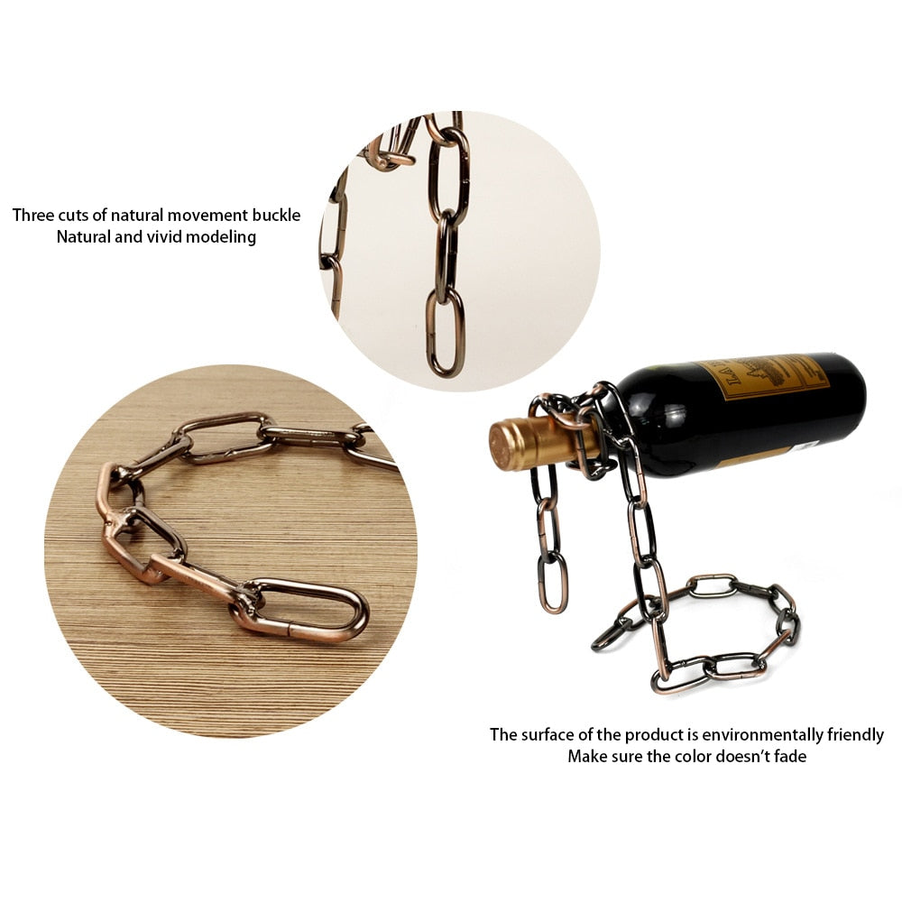 Magic Suspension Iron Chain Wine Rack Metal Chain Hanging Wine Bottle Holder Bar Cabinet Display Stand Shelf Bracket Home Decor