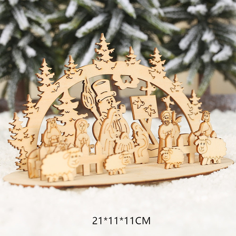 New Year 2023 Natural Xmas Wood Craft Christmas Tree Ornament Wooden Pendant Decoration Noel Decora Adornos De Navidad 2022 Gift