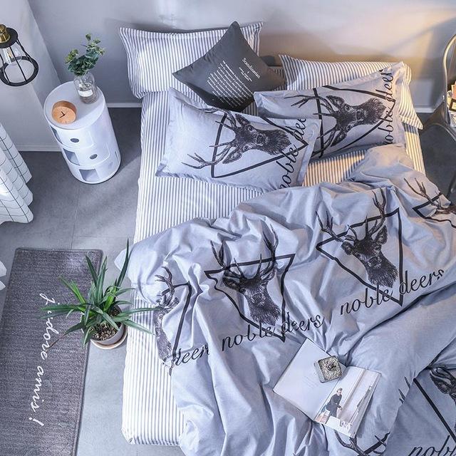 Christmas Decoration Deer Pattern Bed Cover Set Duvet Cover Adult Child Bed Sheet and Pillowcases Comforter Bedding Set 61010