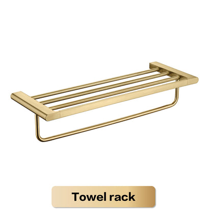 304 stainless steel brushed gold bath towel rack towel rack storage rack hardware bathroom bathroom Hotel Pendant Set