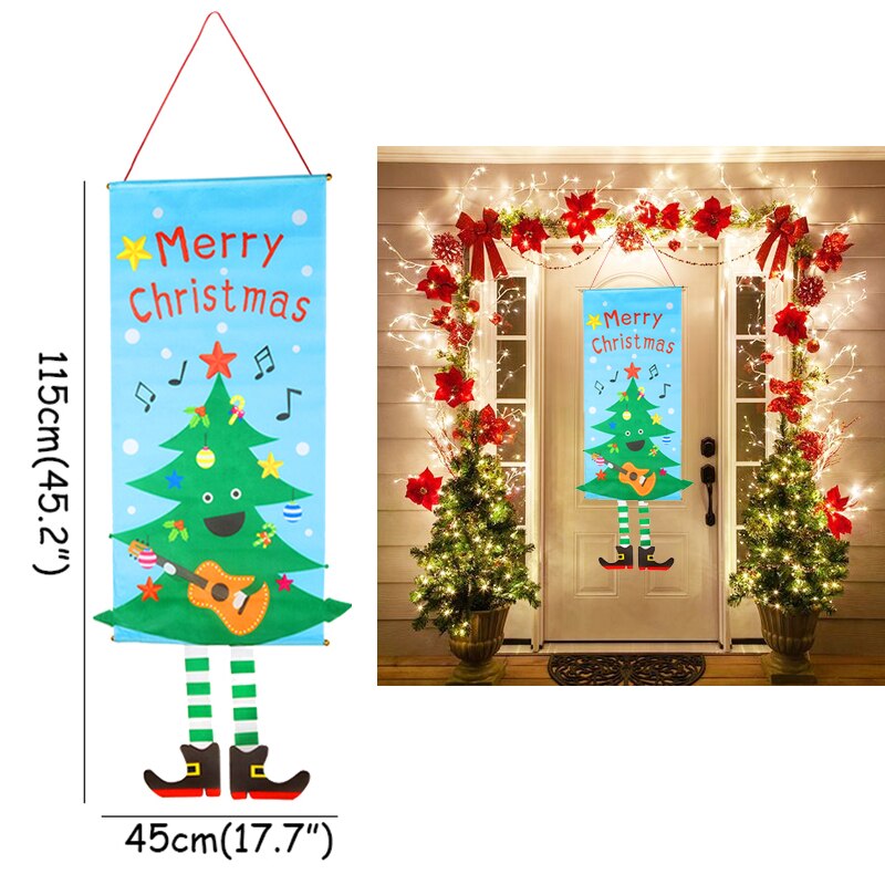 Outdoor Christmas Porch Signs Hanging Door Banner Decorative Flags Ornament Merry Christmas Navidad Natal New Year 2022 Gift