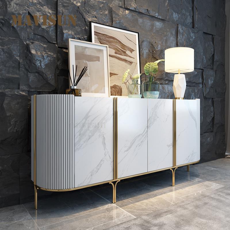 Italian Style Light Luxury Porch Cabinet Villa Club New Decorative Locker Rock Board Side Cabinet Household In High Quality