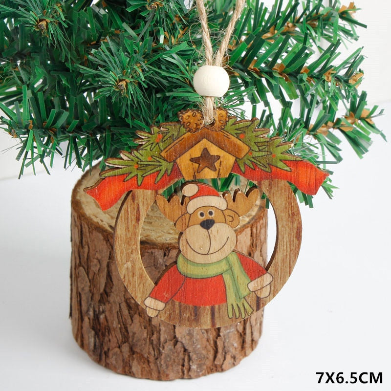 New Year 2023 Natural Xmas Wood Craft Christmas Tree Ornament Wooden Pendant Decoration Noel Decora Adornos De Navidad 2022 Gift