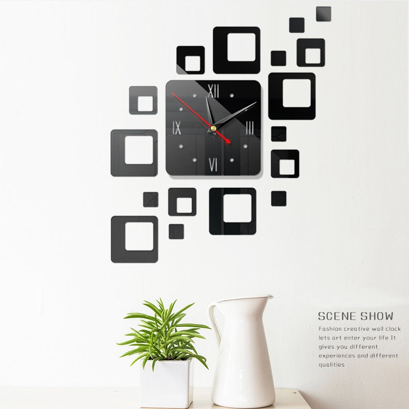 3D Mirror Acrylic Wall Clock - Mel Patel