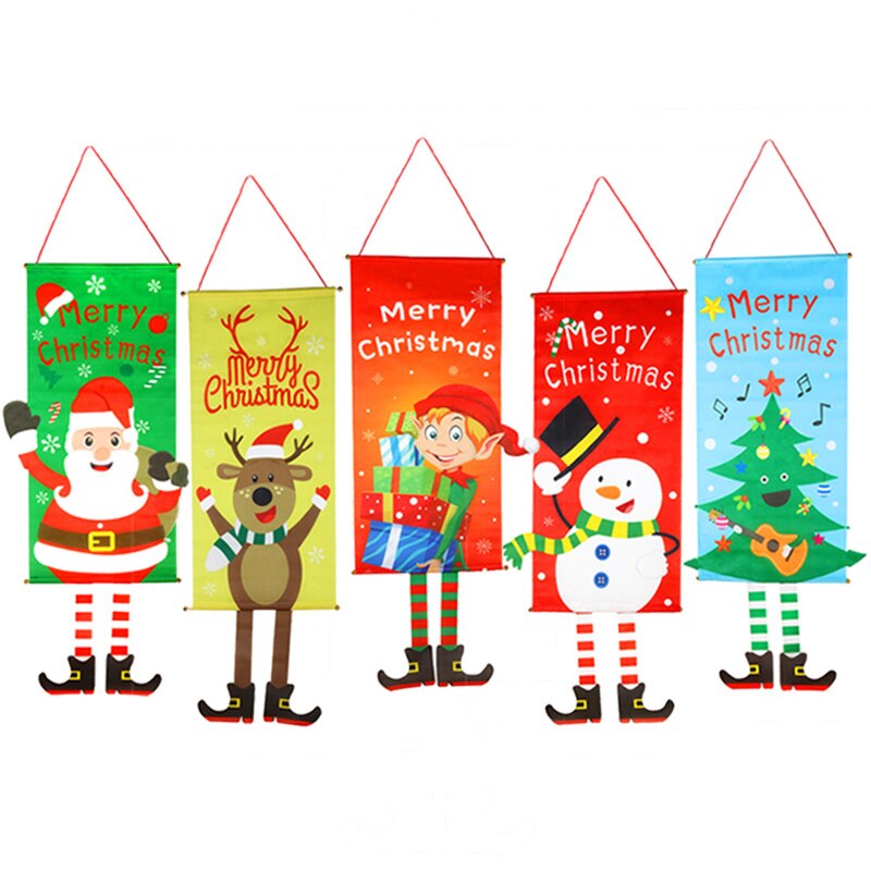 Outdoor Christmas Porch Signs Hanging Door Banner Decorative Flags Ornament Merry Christmas Navidad Natal New Year 2022 Gift