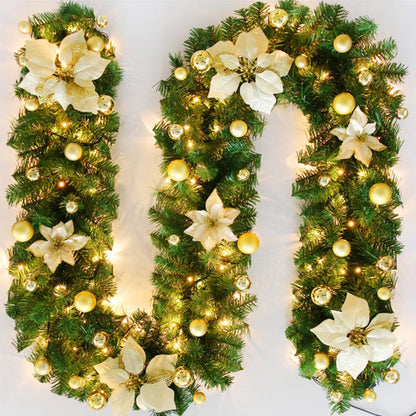 2.7m Luxury Christmas LED Cane Wreath Decoration With Lanterns Green Artificial Christmas Tree Banner Party New Year&#39;s door Wrea