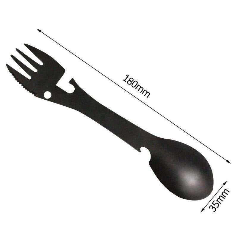 Outdoor Survival Tools 5 in 1 Camping Multi-functional EDC Kit Practical Fork Knife Spoon Bottle/Can Opener Multi-purpose