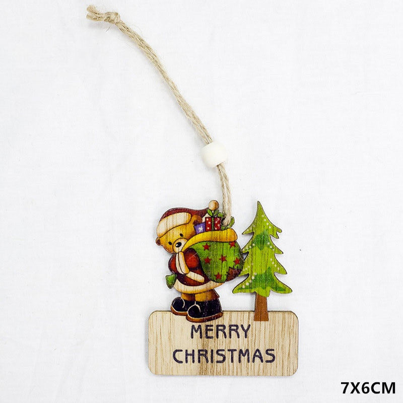 New Year 2023 Natural Xmas Wood Craft Christmas Tree Ornament Wooden Pendant Decoration Noel Decora Adornos De Navidad 2022 Gift