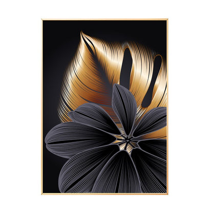 Nordic Black Golden Plant Leaf Canvas Posters Print Modern Abstract Wall Art Painting Decoration Picture Living Room Home Decor