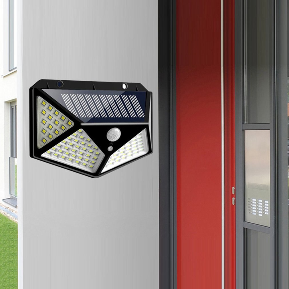 100 LED Solar Wall Lamp PIR Motion Sensor Light Outdoor Waterproof Garden Courtyard Solar Street Lights Lighting 3 Modes