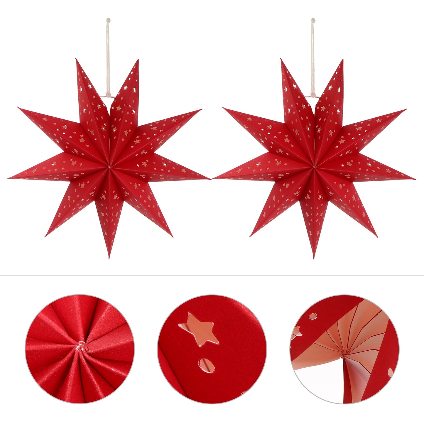 3pcs Christmas Stylish Delicate Chic Paper Lamp Shades Star Lamp Shade Pendants Hanging Pendants Star Lampshades for Christmas