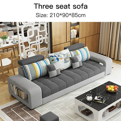 Nordic Modern Minimalist Long Chair Sofas Sectional Upholstered Fabric Sofa With Chaise Lounge 3 Seat Couch For Large Apartment