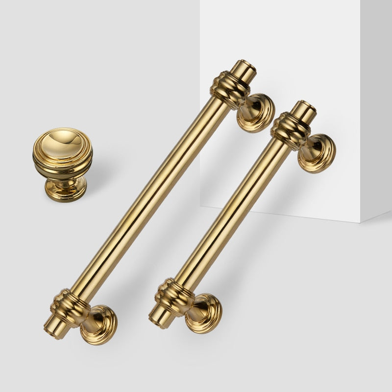 YONFIA 3644 New Luxury Modern PVD Gold Dresser Kitchen Cabinet Handles Knob Pull Cupboard Wardrobe Furniture Handle for Cabinet