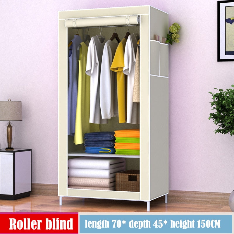 Small Wardrobe Closet Modern Bedroom Furniture Single Dormitory Dustproof Clothing Storage Folding Clothing Closet with Drawer