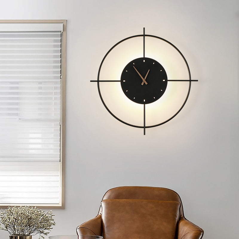 Hot sale Nordic LED Wall Lamps Art Clock Design Wall Sconce Creative Aisle Bedroom Living Room Background Wall Decor Wall Light