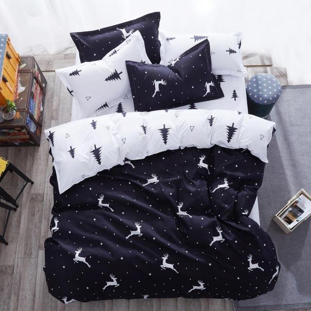 Christmas Decoration Deer Pattern Bed Cover Set Duvet Cover Adult Child Bed Sheet and Pillowcases Comforter Bedding Set 61010