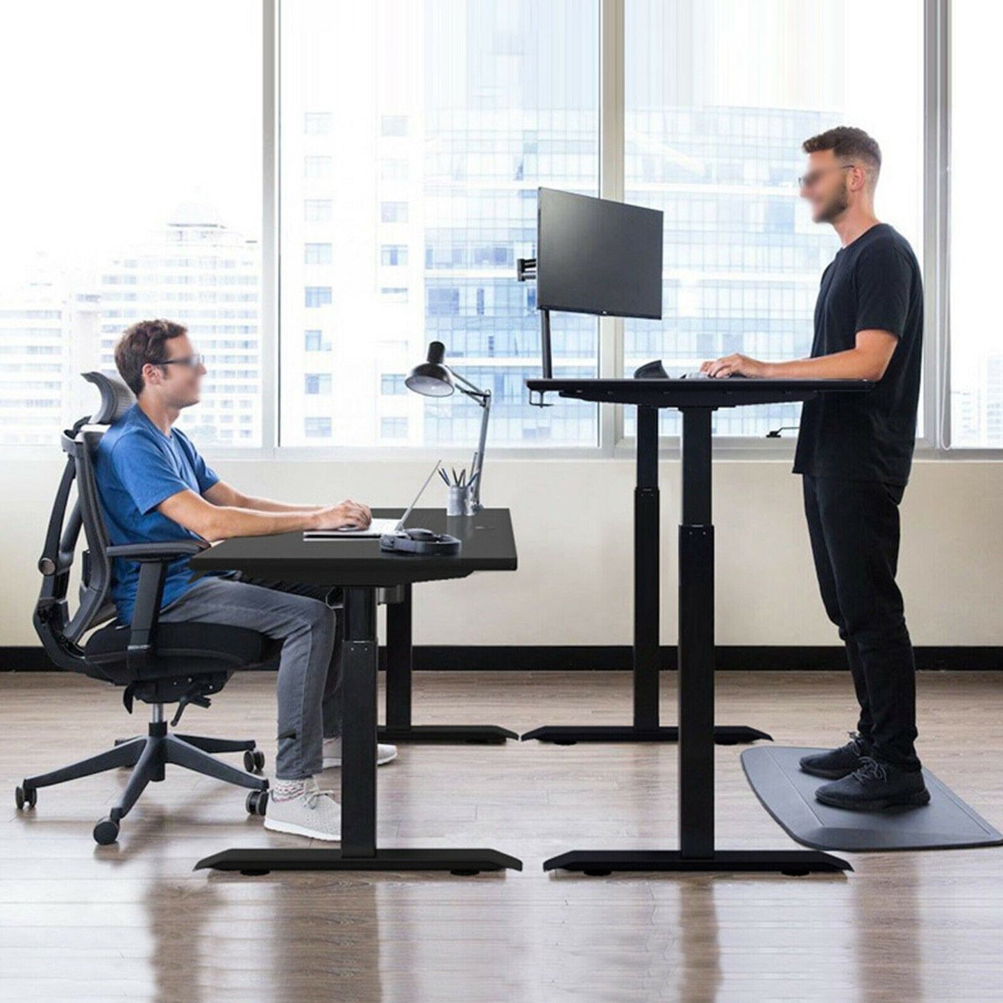 Height Adjustable Electric Lifting Table Stand Up Desk Frame w/ Dual Motor Automatic Standing Table Desk