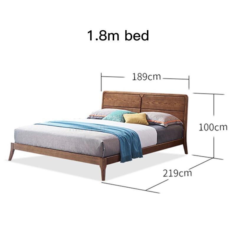 New Classical Nordic Ash Wood Double Bed Contemporary Wooden Backrest Simple Japanese-Style Master Bed Furniture For Bedroom