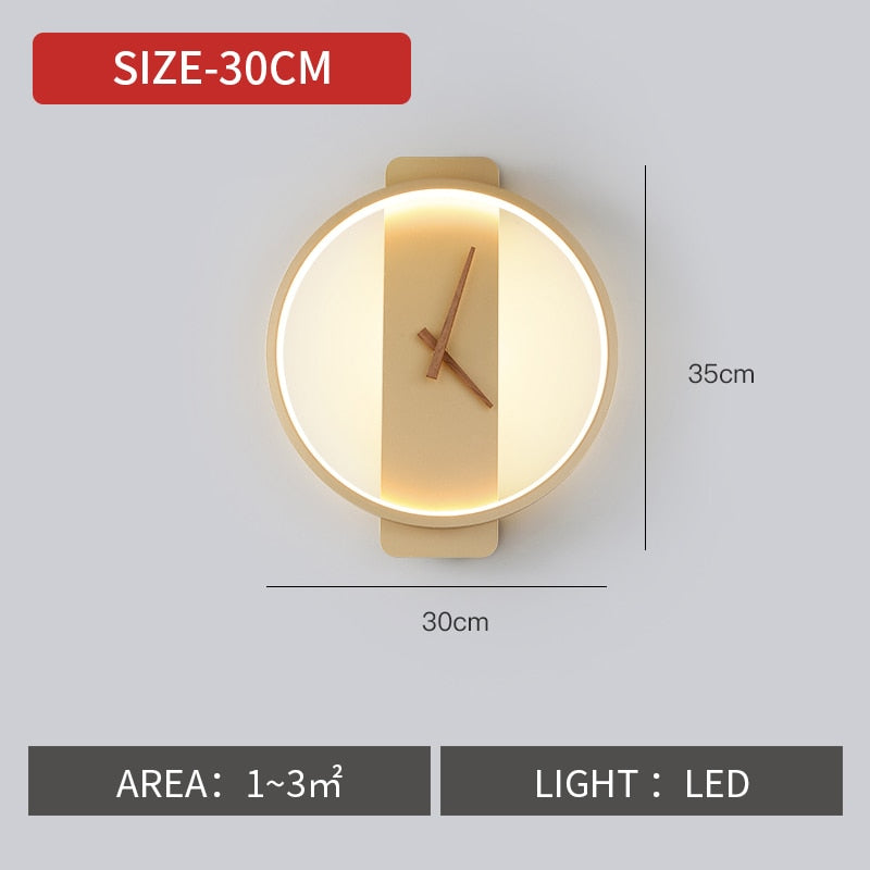 Hot sale Nordic LED Wall Lamps Art Clock Design Wall Sconce Creative Aisle Bedroom Living Room Background Wall Decor Wall Light