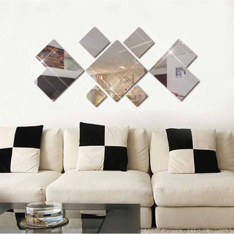 3D Mirror Wall Sticker for Living Room Art Home Decor Vinyl Decal Acrylic Sticker Mural Wall Decoration