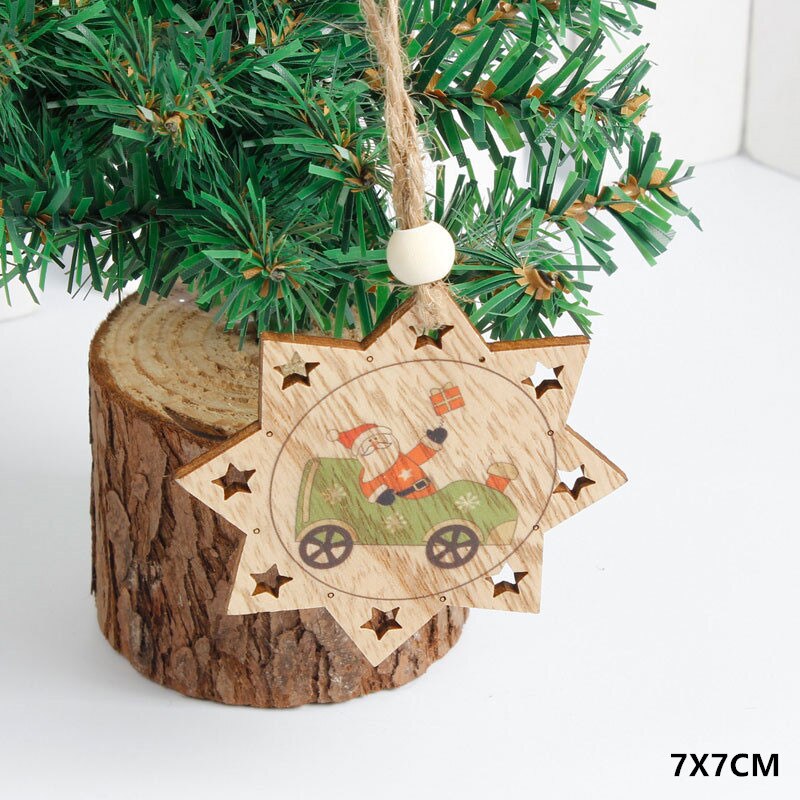 New Year 2023 Natural Xmas Wood Craft Christmas Tree Ornament Wooden Pendant Decoration Noel Decora Adornos De Navidad 2022 Gift